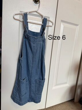 Girls' Blue Denim Pinafore Dress - Classic Casual